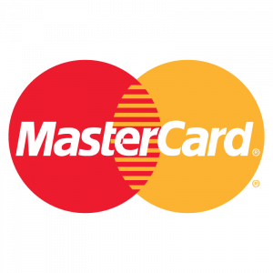 Das Logo von MasterCard besteht aus zwei sich überlappenden Kreisen, einem roten auf der linken und einem orangefarbenen auf der rechten Seite. In der Mitte, wo sich die Kreise kreuzen, steht in weißer Schrift der Markenname „MasterCard“.