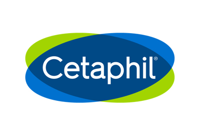 Das Bild zeigt das Cetaphil-Logo. Es besteht aus dem Markennamen „Cetaphil“ in weißer Schrift auf einem überlappenden ovalen Hintergrund in Blau und Grün. Das blaue Segment liegt über dem grünen Segment.